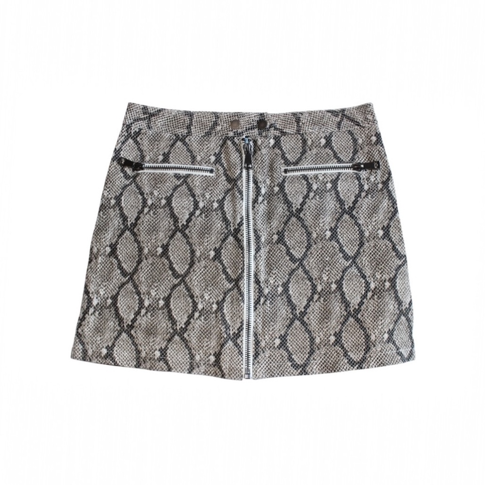 She + Sky Brown Snakeskin Print Mini Skirt Size M